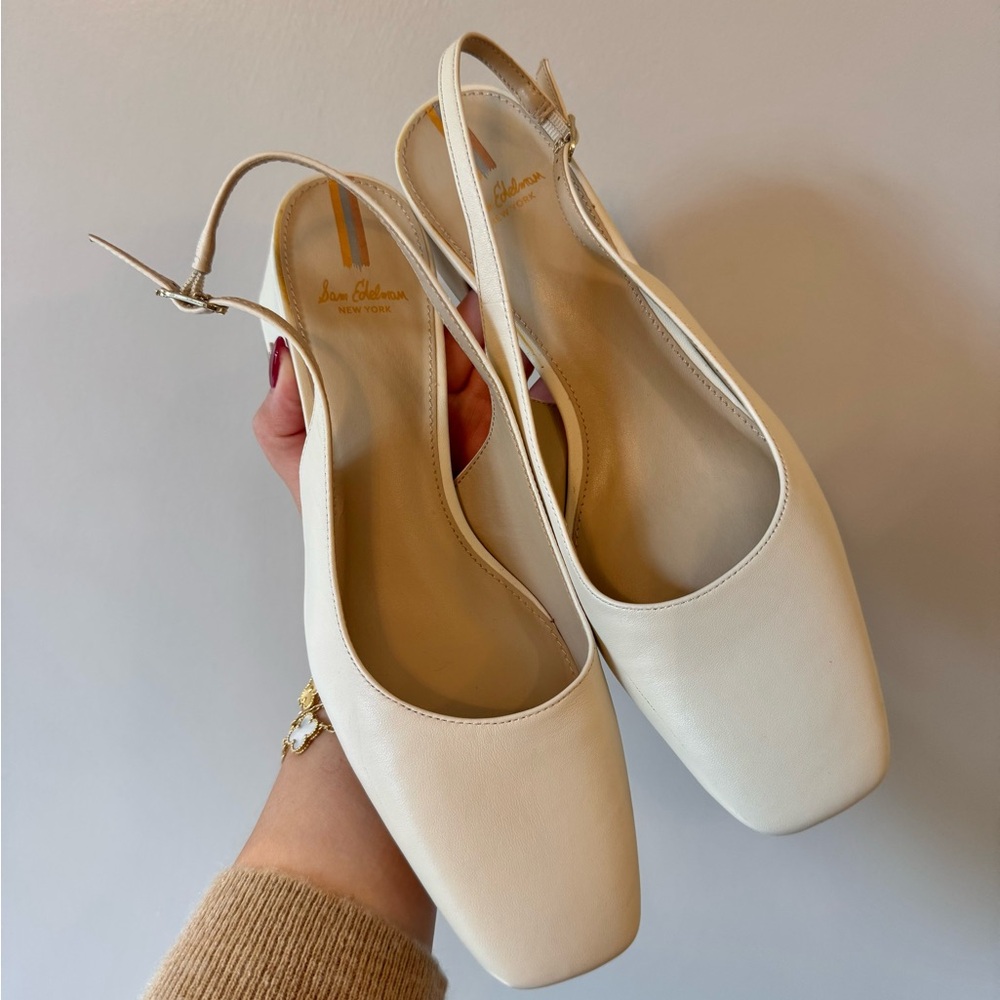 Ivory Leather Slingbacks - Picture 3 of 6